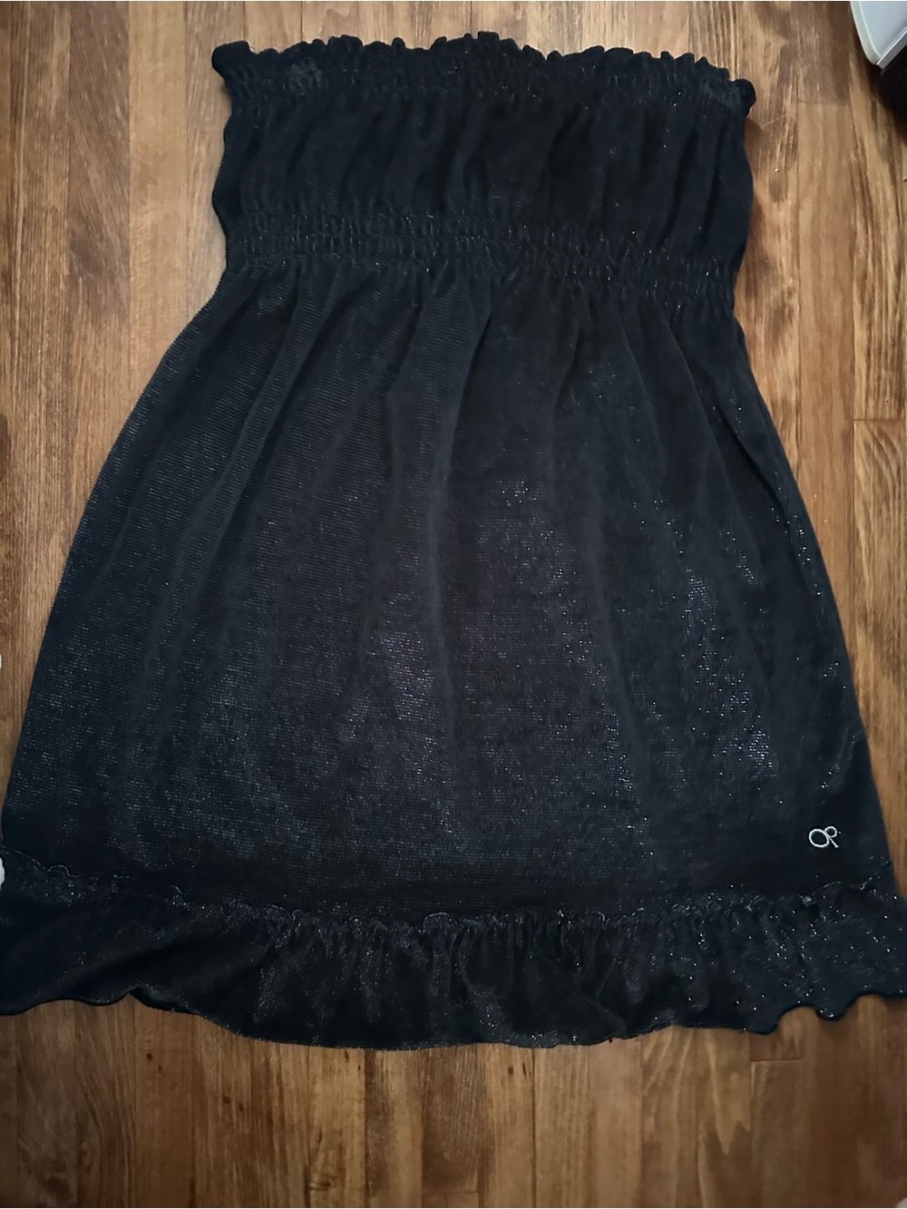 OP (Ocean Pacific) Black Glitter Tube Strapless Cover-Up Dress